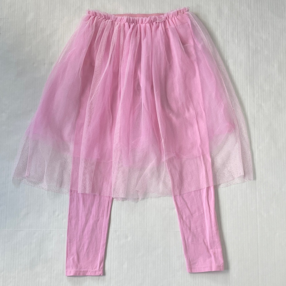 Disney Girls Pink Tulle Skirted Leggings 9/10
